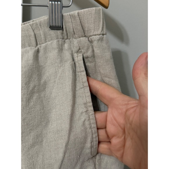 J Jill Love Linen Pants L Beige Elastic Waist Pull On Crop Ankle 100% Linen - Picture 5 of 12